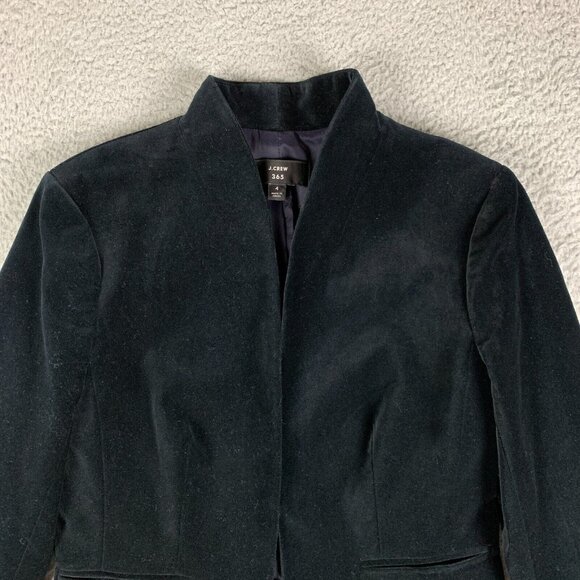 J. Crew 365 Going Out Blazer Jacket Women's 4 Black Velvet Stretch Open Front - Picture 4 of 14